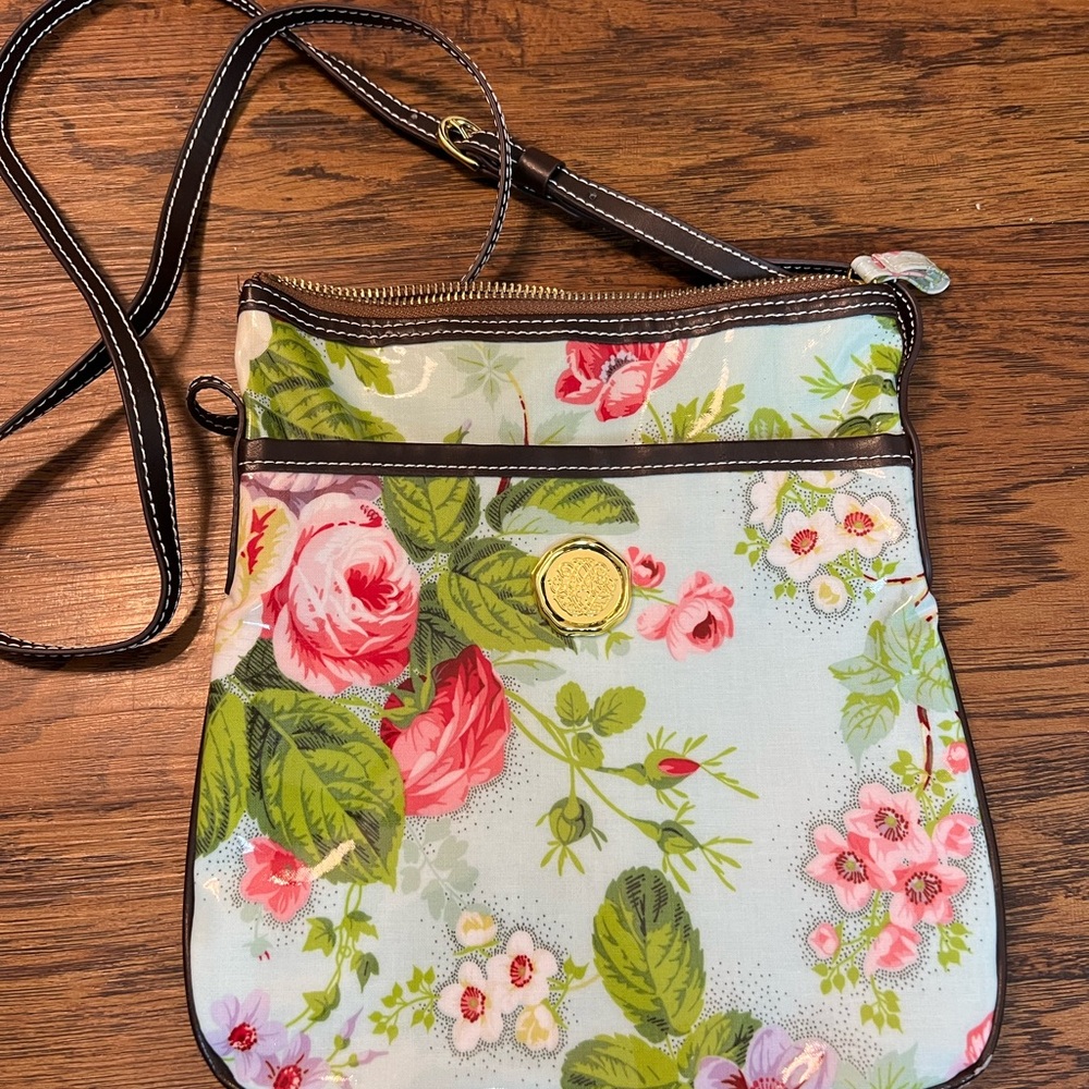 Anna Griffin Crossbody Bag Purse Flower Pattern Rose